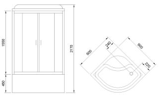 Душевая кабина Royal Bath BK стекло матовое 90x90см RB90BK2-M